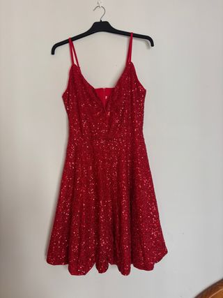 Vestido Lentejuelas Shein Rojo