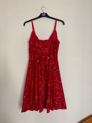 Vestido Lentejuelas Shein Rojo