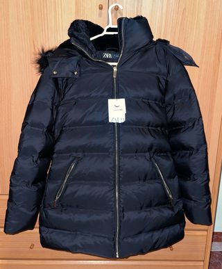 Abrigo Zara Negro Mujer Nuevo