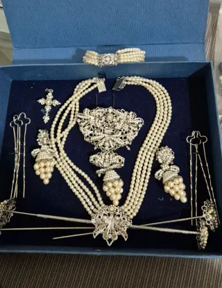 Aderezo Fallero Plata y Perlas