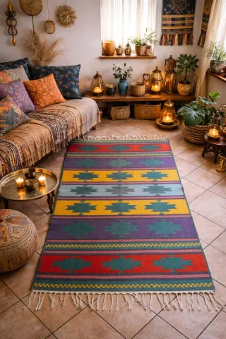Tappeto etnico multicolor