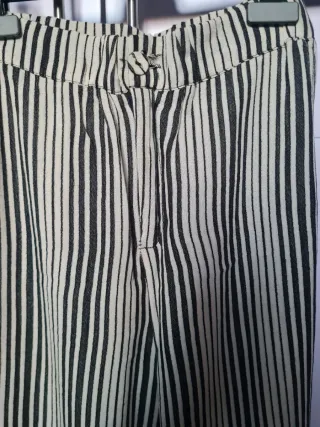 Pantalón rayas algodón beige y negro