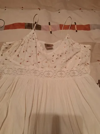 Vestido largo ibicenco crema talla L