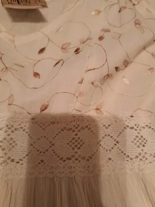 Vestido largo ibicenco crema talla L