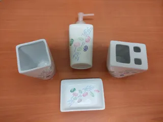 Juego Accesorios Baño Cerámica Multicolor