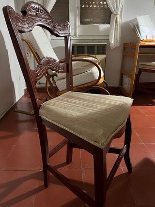 2 Sillas Rústicas Madera y Tela.