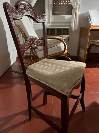 2 Sillas Rústicas Madera y Tela.