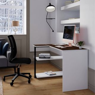 Mesa Escritorio LEVIRA Wood Blanco/Wengue