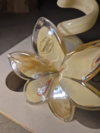 Portacandela Murano Fiore Vetro Oro Trasparente