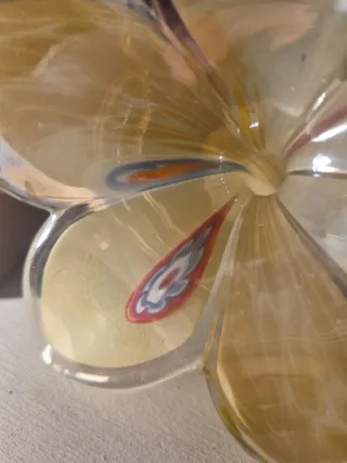 Portacandela Murano Fiore Vetro Oro Trasparente