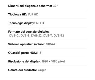 Smart TV 32 VIDAA Grigio