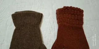 2 Pares Guantes Lana Marrón y Rojo