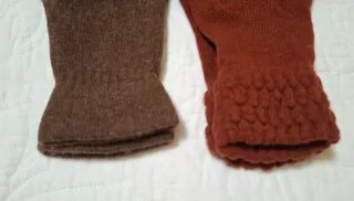 2 Pares Guantes Lana Marrón y Rojo