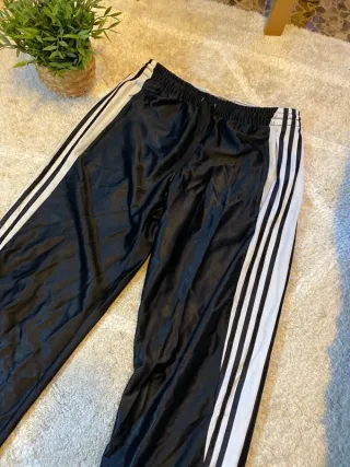 Pantalón Adidas Retro Ancho Negro Blanco Talla L