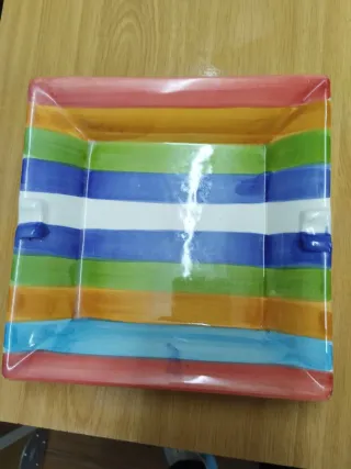 Bandeja Cenicero Cuadrada Rayas