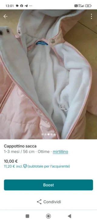 Cappottino sacca bimba 1-3 mesi