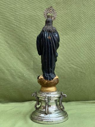 Purísima Concepción policromada, peana metal 37cm
