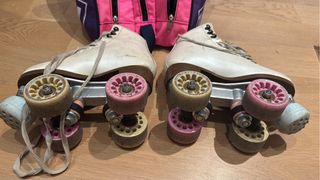 Patines nmo 32 +Mochila para patines morada y rosa