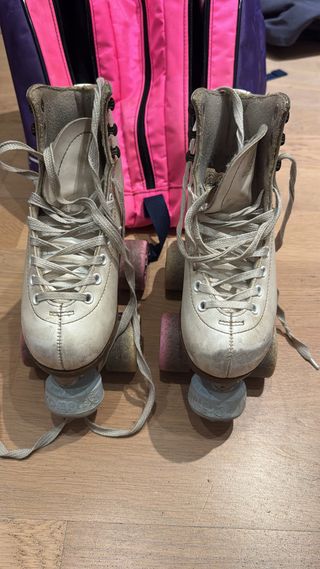 Patines nmo 32 +Mochila para patines morada y rosa