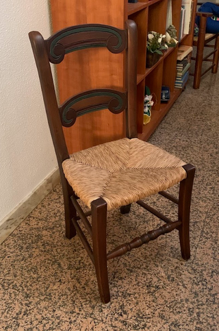 Sillas de madera con asiento de cáñamo x2