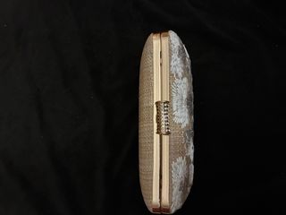 Bolso de mano fiesta/boda beige y blanco