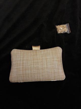 Bolso de mano fiesta/boda beige y blanco