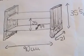 Estantería de madera, para colgar y con 2 baldas