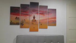 Cuadro Buda 5 piezas amanecer