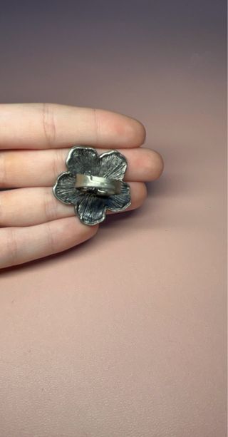 Anillo Flor Plata  Ajustable