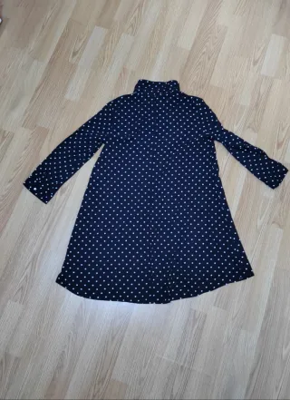 Vestido camisero negro lunares blancos