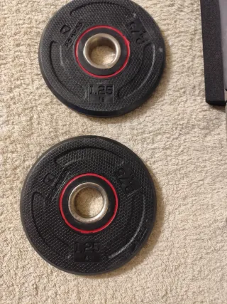 Lote musculación:Barra,discos,protector y cierres