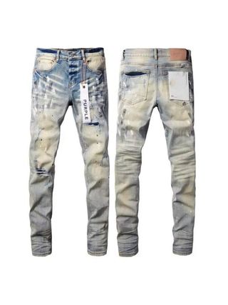 Jeans Purple Denim Lavaggio Paint Splatter