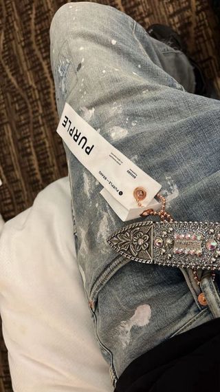 Jeans Purple Denim Lavaggio Paint Splatter