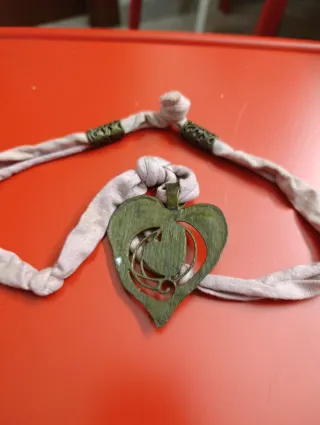 Collar Corazón Boho Chic. Rosa y Bronce