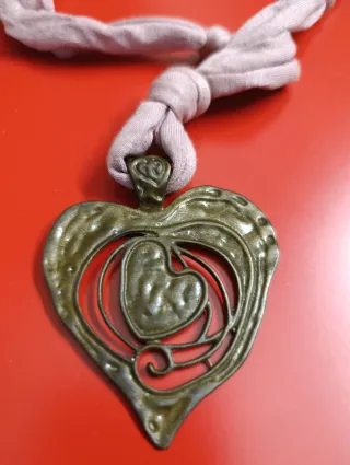 Collar Corazón Boho Chic. Rosa y Bronce