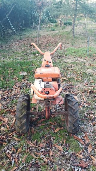 Mula mecánica con remolque y aperos. Lote