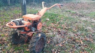 Mula mecánica con remolque y aperos. Lote