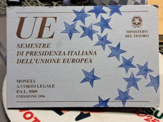 5000 Lire Italia 1996 Argento Unione Europea