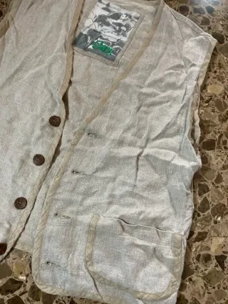 Chaleco Retro Vintage Crema 90s Talla M