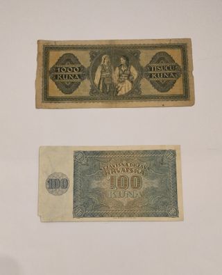 BANCONOTE CROAZIA 1000 KUNA E 100 KUNA ANNO 1941