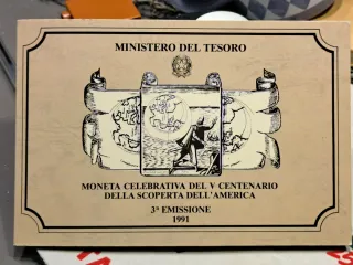 500 Lire Argento Italia 1991 Scoperta America