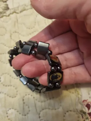 Pulsera Vintage Hematites Religiosa