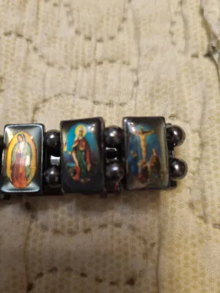 Pulsera Vintage Hematites Religiosa
