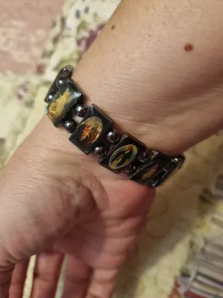 Pulsera Vintage Hematites Religiosa