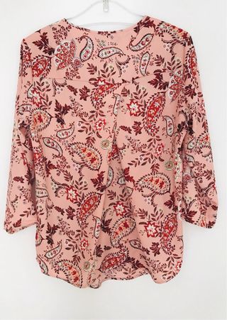 Blusa Stradivarius Estampada Rosa Talla M