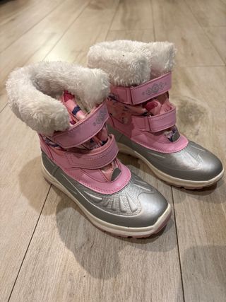 Botas de Nieve Niña Rosa y Plateadas Talla 33