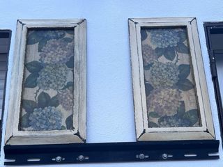 Pareja cuadros florales vintage 45x25 cm