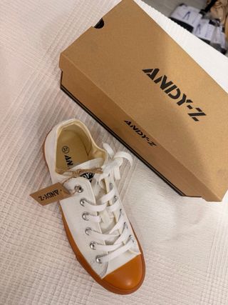 Zapatillas ANDY-Z lona blancas suela marrón