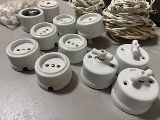3Interruptores,6enchufes de porcelana regalo cabl