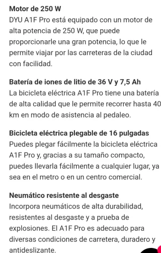 Bicicleta Eléctrica Plegable DVU